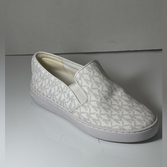 MICHAEL Michael Kors Keaton Slip-On (White Mini MK Logo Coated Canvas/Nappa) - Picture 5 of 16